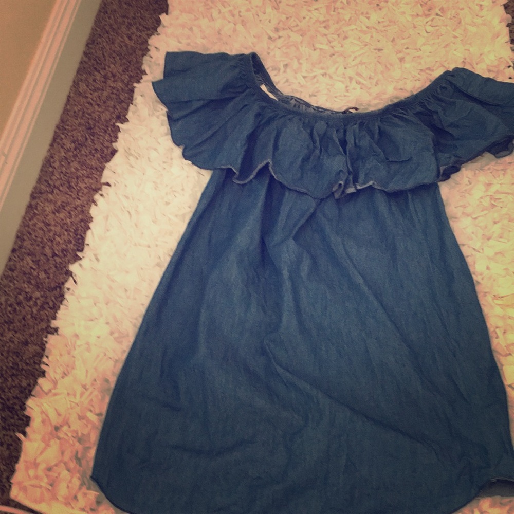 Off the shoulder jean dress